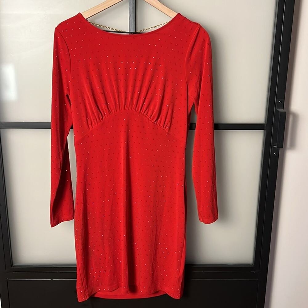 NWT MICHAEL MICHAEL KORS STUDDED LONG-SLEEVE BODYCON DRESS Size Medium